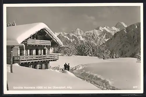 AK Oberstdorf, Gasthaus Skihütte Hochleite im Winter