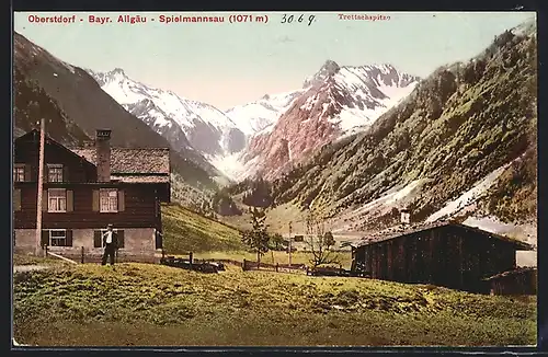 AK Oberstdorf /Bayr. Allgäu, Panorama mit Trettachspitze