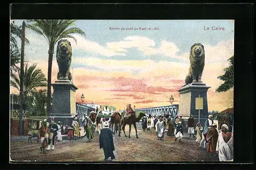 AK Le Caire, Entrée du pont de Kast-el-Nil