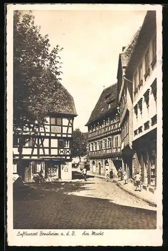 AK Bensheim a. Bergstrasse, Strassenpartie am Markt