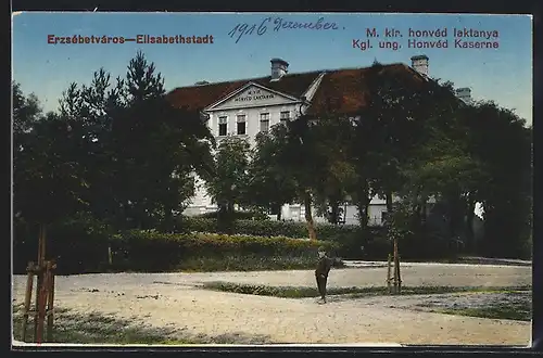 AK Budapest, Elisabethstadt, Kgl. ung. Honved Kaserne