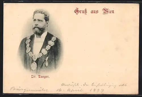 AK Wien, Bürgermeister Dr. Carl Lueger in eleganter Kleidung