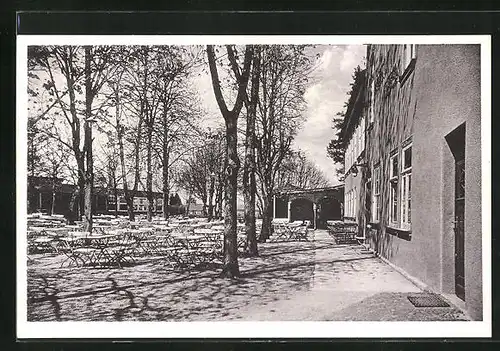 AK Mühlhausen i. Thür., Partie mit Gartenterrasse am Parkhaus Tonberg