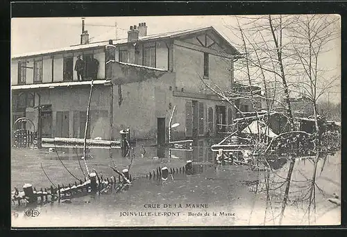 AK Joinville-le-Pont, Hochwasser / Crue de la Marne, Bords de la Marne