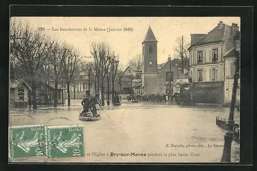 AK Bry-sur-Marne, Les Inondations de la Marne Janvier 1910, Hochwasser