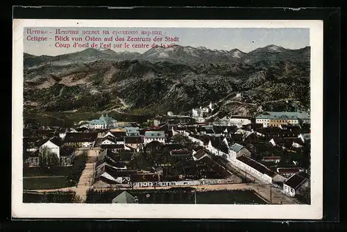 AK Cetigne, Blick von Osten auf das Zentrum der Stadt