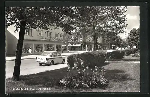 AK Penzberg /Obb., Strassenbild im Ort