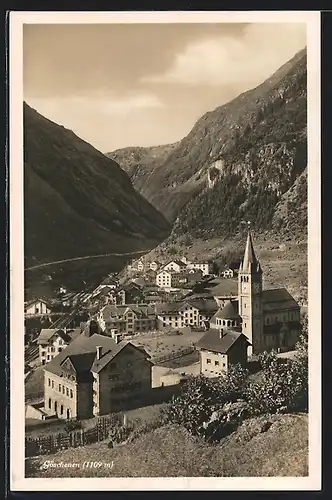 AK Göschenen, Ortsansicht mit Kirche