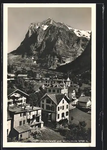 AK Grindelwald, Ortsansicht mit Wetterhorn