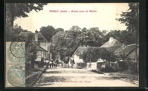 AK Pougy, Entrée route de Molins, Strassenpartie