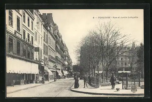 AK Toulouse, Rue et Jardin Lafayette, Strassenpartie
