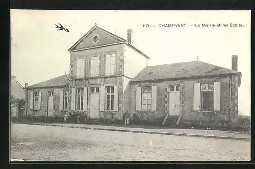 AK Champvert, La Mairie et les Ècoles