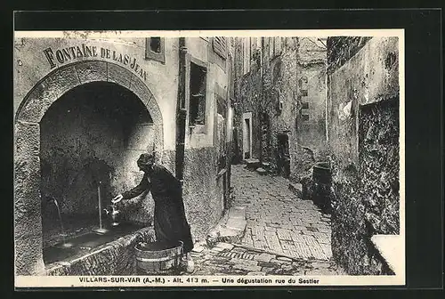 AK Villars-sur-Var, Une dégustation rue du Sestier