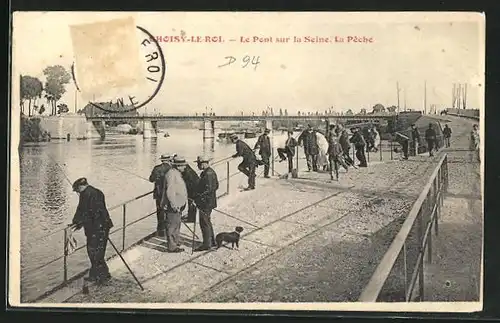 AK Choisy-le-Roi, Le Pont sur la Seine, La Pêche