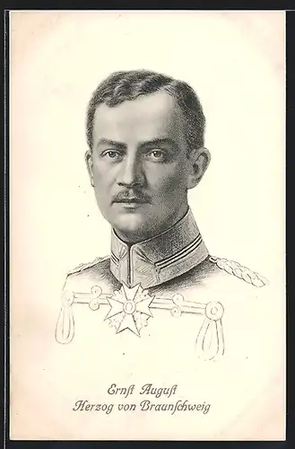 Künstler-AK Ernst August Herzog von Braunschweig in Husarenuniform