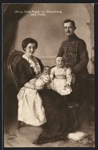 AK Ernst August Herzog von Braunschweig nebst Familie