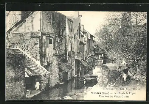 AK Gisors, Les Bords de l`Epte, Une vue du Vieux Gisors