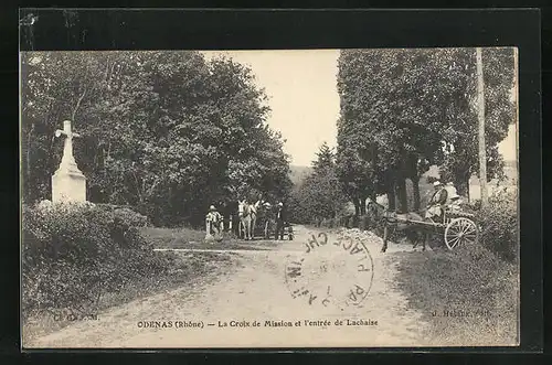 AK Odenas, La Croix de Mission et l`entrée de Lachaise