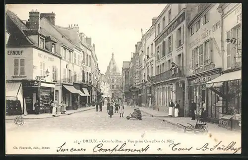 AK Dreux, Grande-Rue, Vue prise carrefour de Billy