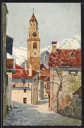 Künstler-AK J.Marschall: Meran, Hallergasse