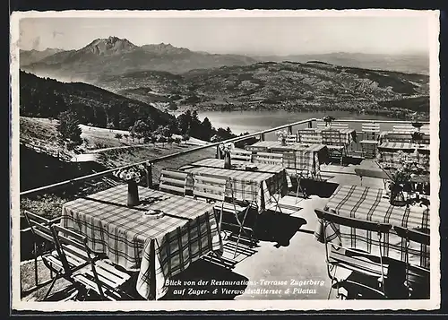 AK Zugerberg, Blick von der Restaurations-Terrasse Zugerberg auf Vierwaldstättersee