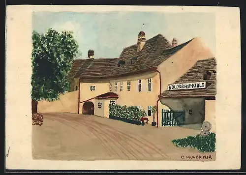 Künstler-AK Handgemalt: Hinterbrühl, Gasthaus Höldrichsmühle