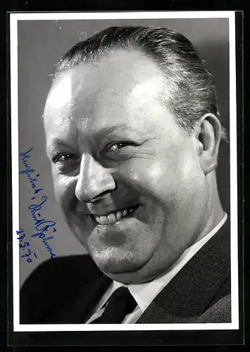 AK Opernsänger Kurt Böhme lächelt freundlich, original Autograph