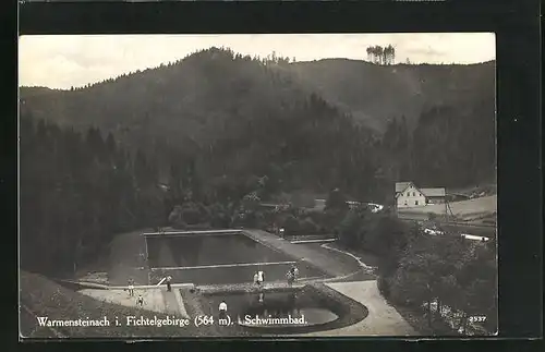 AK Warmensteinach i. Fichtelgebirge, Blick ins Schwimmbad