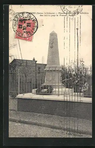 AK Mesnil-Esnard, Monument elevé a la mémoire des morts pour la France