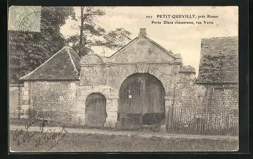 AK Petit-Quevilly, Porte Diane chasseresse, rue Verte