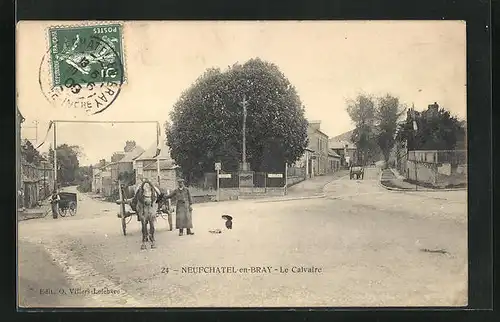 AK Neufchatel-en-Bray, Le Calvaire, Kreuzung im Ort