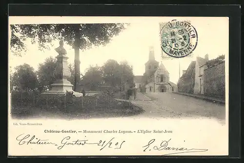 AK Chateau-Gontier, Monument Charles Loyson, l'Eglise Saint-Jean