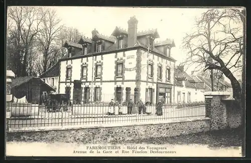 AK Faremoutiers, Hotel des Voyageurs, Avenue de la Gare