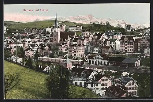 AK Herisau, Panoramablick mit Säntis