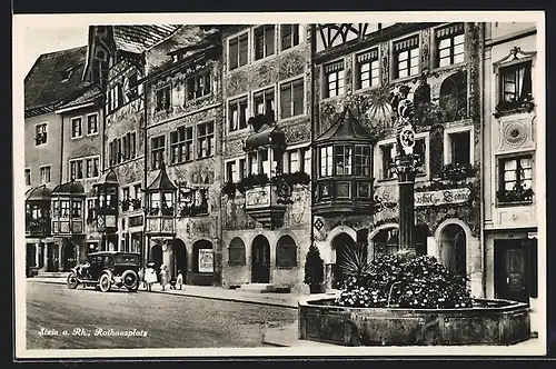 AK Stein a. Rh., Rathausplatz mit Brunnen