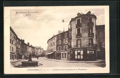 AK Langogne, Le Boulevard Landos et la Fontaine