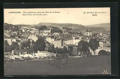 AK Langogne, Vue générale, prise du Pré de la Foire