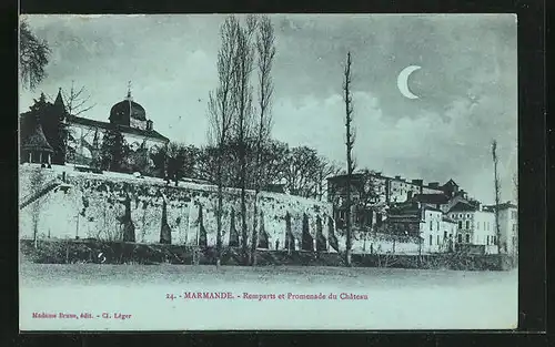 Mondschein-AK Marmande, Remparts et Promenade du Château