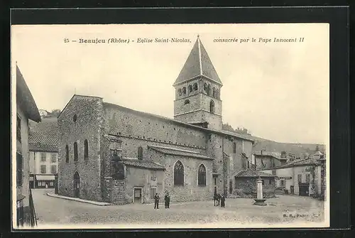 AK Beaujeu, Eglise Saint Nicolas consacrèe par le Pape Innocent