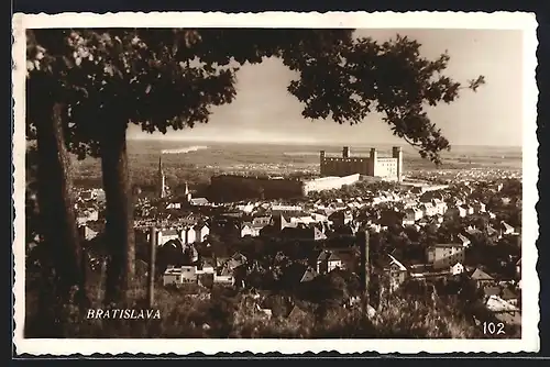 AK Bratislava, Blick von einer Anhöhe auf die Stadt