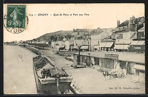 AK Joigny, Quai de Paris et Port aux Vins