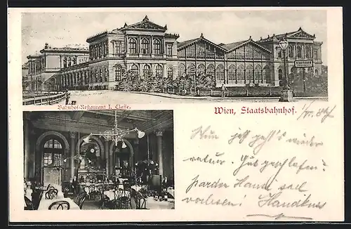 AK Wien, Staatsbahnhof, Bahnhof-Restaurant 1. Klasse