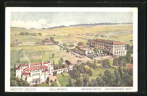 Künstler-AK Gallspach, Grand-Hotel Bayrischer Hof u. Institut Zeileis