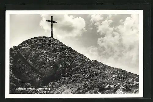 AK Geiereck, Untersberg mit Gipfelkreuz