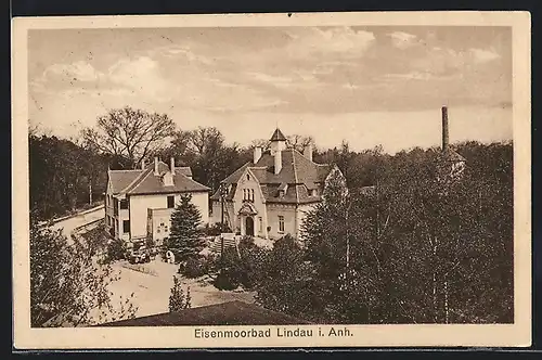 AK Lindau i. Anh., Eisenmoorbad mit Strasse aus der Vogelschau