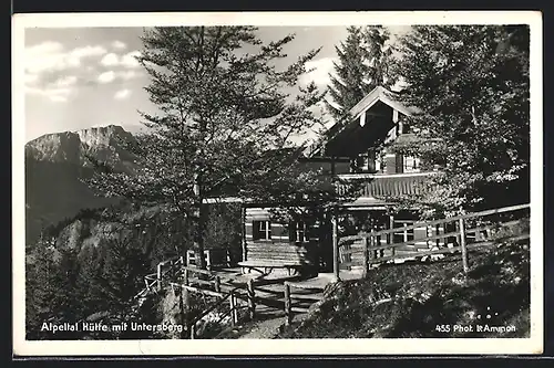 AK Berchtesgaden, Alpeltal-Hütte mit Untersberg