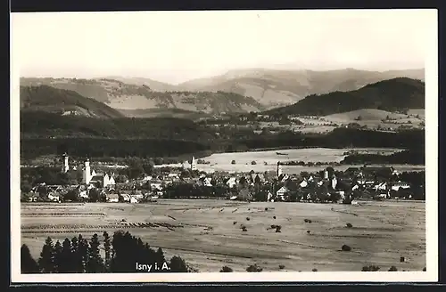 AK Isny i. A., Gesamtansicht mit Umgebung und Bergpanorama