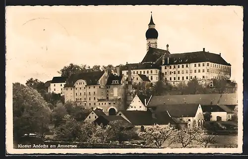 AK Andechs /Ammersee, Teilansicht mit Kloster