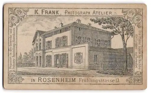 Fotografie K.Frank, Rosenheim, Ansicht Rosenheim, Photographisches Atelier K. Frank, Frühlingstrasse 13