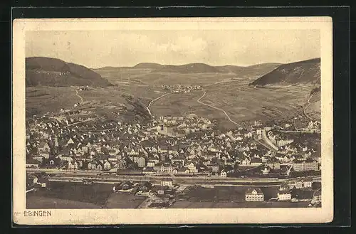 AK Ebingen, Panoramablick auf den Ort